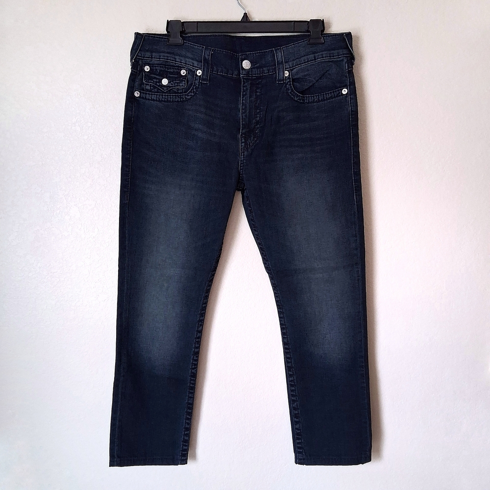 True Religion Geno Relaxed Slim Straight Leg Jeans Faded Denim Men's 38